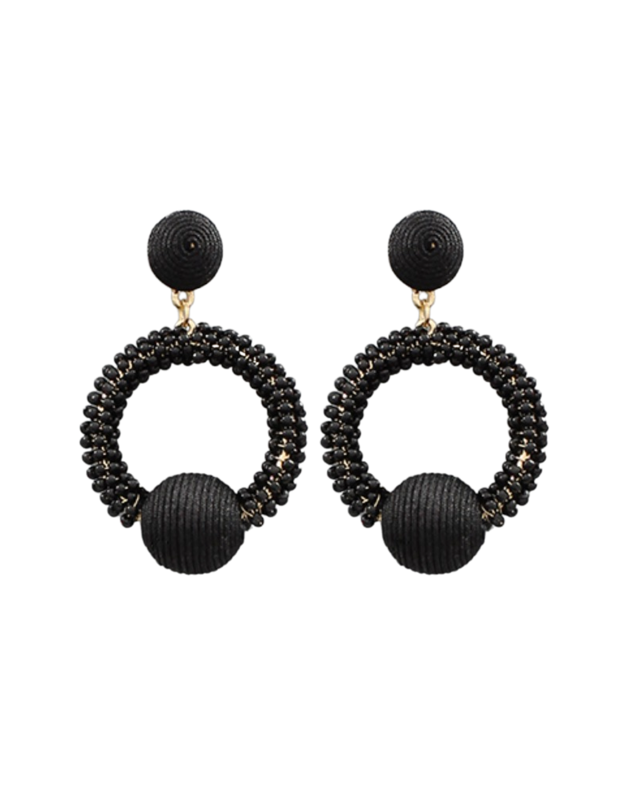 Thread Bead Circle Earrings