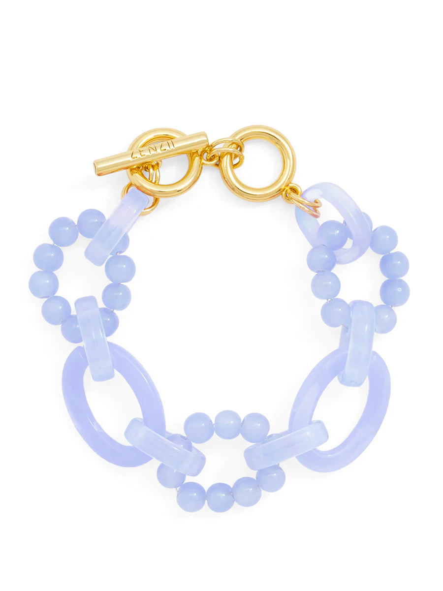 Glass Bead & Resin Link Toggle Bracelet